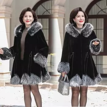 Зимняя пуховая хлопковая куртка для матери среднего возраста, шуба из искусственного меха, пальто из золотой норки средней длины для женщин среднего и пожилого возраста 5XL