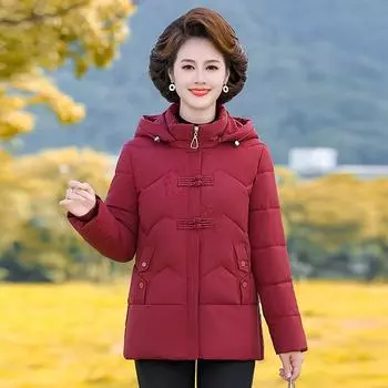 Зимняя пуховая хлопковая куртка для женщин среднего и пожилого возраста XXXXXL чёрный