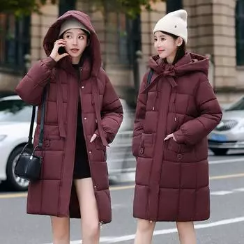 Зимняя пуховая хлопковая стеганая одежда женская утолщенная хлебная одежда свободная теплая куртка M чёрный