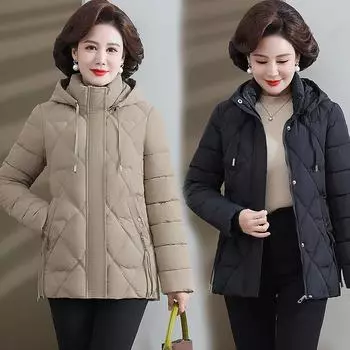 Зимняя пуховая хлопковая утепленная одежда с утолщенной хлопковой подкладкой женская с капюшоном универсальная корейская версия модная свободная XL чёрный