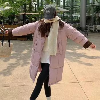 Зимняя пуховая одежда с хлопковой подкладкой женская средняя и длинная однолетняя облегающая легкая одежда с хлопковой подкладкой куртки с хлопковой подкладкой прилив M белый