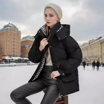 Зимняя пуховая одежда с хлопковой подкладкой, женская средняя и длинная 2024 новые утолщенные куртки с хлопковой подкладкой, популярная свободная одежда с хлопковой подкладкой, одежда для хлеба M белый