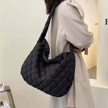 Зимняя пуховая сумка через плечо с вышивкой и вышивкой, модная мягкая сумка через плечо с пельменями большой емкости