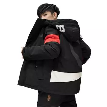 Зимняя пуховик Красавчик Мужская рабочая одежда с капюшоном Короткая куртка Утолщенная M