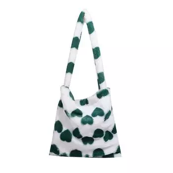 Зимняя пушистая сумка на плечо для девочек, плюшевая сумка под мышками, сумка-тоут в форме сердца, AU 1 красный