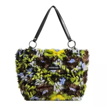 Зимняя пушистая сумка Осенняя и зимняя плюшевая сумка с рисунком маслом Пушистая сумка-тоут с индивидуальностью Сумка через плечо