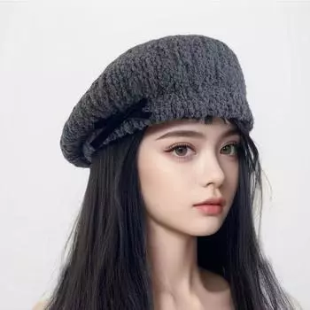 Зимняя японская вязаная шапка с бантом для женщин весна-осень милый универсальный берет шляпы художника