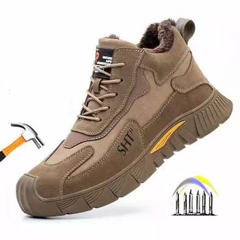 Зимняя рабочая обувь Теплая защитная обувь Защитные кроссовки со стальным носком для работы Защитная обувь Рабочие ботинки с защитой от проколов для мужчин 36