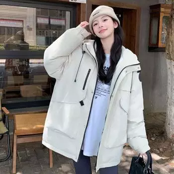 Зимняя рабочая одежда для пар, утолщенное хлопковое пальто, свободная верхняя одежда, куртка M хаки