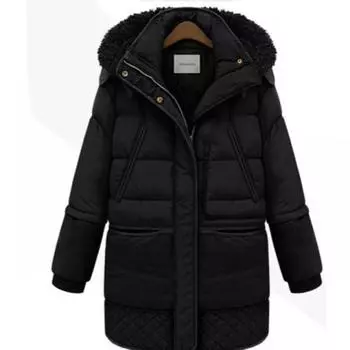 Зимняя распродажа утолщенных пуховых хлопковых одежд, женские средние и длинные модные зимние шикарные пальто из овечьей шерсти для женщин S