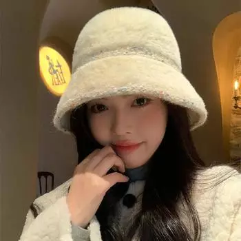 Зимняя разноцветная плюшевая простая панама для отдыха на природе, универсальная теплая защита ушей, модная кепка для женщин 56-58cm