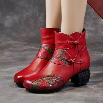 Зимняя ретро-новая женская обувь Нескользящие ботинки Ботинки из коровьей кожи с подкладкой из хлопка Ботинки Martin Ботинки с мягкой подошвой 35 чёрный