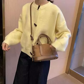 Зимняя ретро-текстура, нишевая портативная сумка-подушка, женская сумка 2024 года, новая сумка для поездок на работу, простая сумка-мессенджер в иностранном стиле коричневый