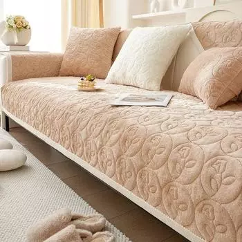 Зимняя роза, плюшевая подушка для дивана, утепленная, теплая, диванное полотенце, противоскользящее универсальное чехлы для диванов, домашнее животное, детское мягкое одеяло для гостиной 70x70cm 1pcs