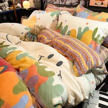 Зимняя салфетка для лица из 4-х предметов, утолщенное одеяло, простыня, шапка, комплект постельного белья из 3-х предметов 1.2m