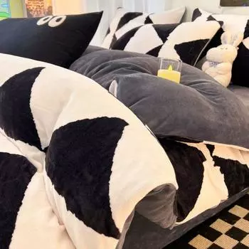 Зимняя салфетка для лица из 4-х предметов, утолщенное одеяло, простыня, шапка, комплект постельного белья из 3-х предметов 1.2m