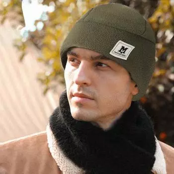 Зимняя шапка-бини для мужчин и женщин с флисовой подкладкой, теплая шапка-бини с защитой от ветра, термошлем, подкладка, манжета, шапка-бини для катания на лыжах, велоспорта, альпинизма чёрный