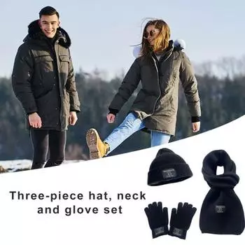 Зимняя шапка-бини, шарф, комплект перчаток, однотонная толстая теплая эластичная ветрозащитная уличная вязаная шапка, теплые перчатки для шеи светло-синий