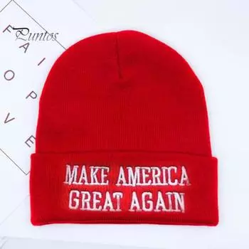 Зимняя шапка делает Америку снова великой. Предвыборная кампания Трампа на пост президента. Трикотажная толстая эластичная теплая ветрозащитная кепка для езды на велосипеде и активного отдыха. Головной убор. чёрный