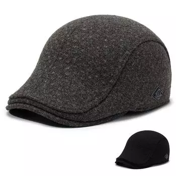 Зимняя шапка для людей среднего и пожилого возраста, мужская уличная утепленная бархатная толстая кепка, кепка для защиты ушей отца, кепка из хлопка чёрный