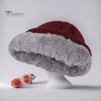 Зимняя шапка для женщин среднего возраста с цветочной аппликацией, декорированная куполом, трикотажная эластичная шапочка, однотонная, без полей, сохраняющая тепло, зимняя шапка для бабушки и мамы серый