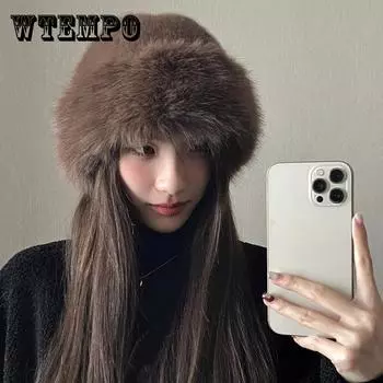 Зимняя шапка из искусственного меха с ушами, только ручная стирка, тканая, однотонная, приталенная, двусторонняя застежка, для Нового года - теплая шапка на осень/зиму ONE SIZE