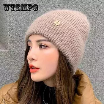 Зимняя шапка из натурального кроличьего меха, зимние шапки для женщин, модные теплые шапки-бини, женские однотонные шапки для взрослых, кепка на голову