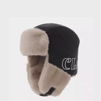 Зимняя шапка Lei Feng для мужчин и женщин, утолщенная бархатная теплая хлопковая шапка, холодная и ветрозащитная, для полетов на открытом воздухе, модная северо-восточная лыжная шапка M56-58cm чёрный