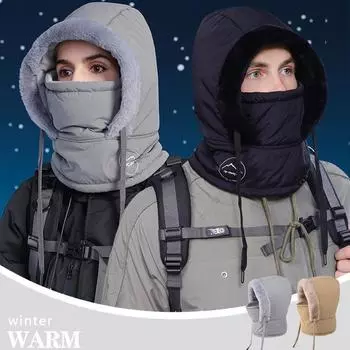 Зимняя шапка-маска, шарф, интегрированная шапка, бархатная теплая защита шеи, пуловер, шапка для женщин, лыжная шапка, защита ушей, шапки-бомберы темно-серого