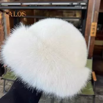 Зимняя шапка однотонная утолщенная теплая панама с плюшевой кромкой большая окружность головы женский головной убор повседневная одежда белый