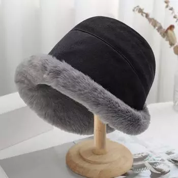 Зимняя шапка, повседневное украшение, ветрозащитная, милое ведро, плюшевый горшок, уличная одежда, женские аксессуары One Size коричневый