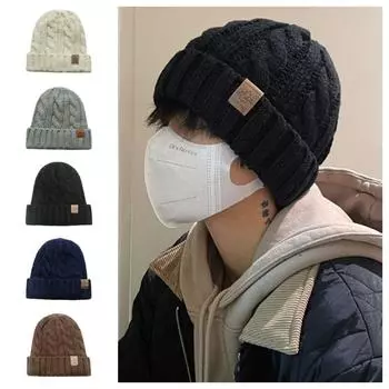 Зимняя шапка-пуловер, теплая плюшевая шапка-бини, мягкая вязаная шапка, уличная одежда серый