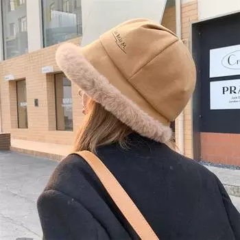 Зимняя шапка с вышивкой, складная мягкая шляпа-ведро, женская однотонная шляпа-ведро с флисовой подкладкой