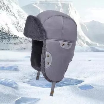 Зимняя шапка Uisex с утолщенной флисовой подкладкой и полной защитой Windoroof с застежкой на пуговицы для сохранения тепла на открытом воздухе для катания на лыжах, коньках, сноуборде Шапка Lei Feng хаки
