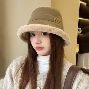 Зимняя шапка унисекс с плоским верхом, утолщенная плюшевая, ветрозащитная, теплая, мягкая, противоскользящая, круглая, защита ушей, солнцезащитная кепка-ведро, уличная кепка для бассейна чёрный