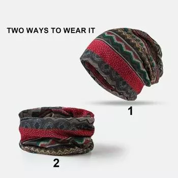 Зимняя шапка унисекс, винтажная, с этническим принтом, красочная, эластичная, противоскользящая, мешковатая, мягкая, теплая, с широкой полосой, цветная, женская и мужская шапка жёлтый