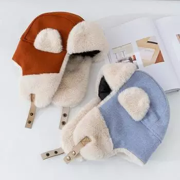 Зимняя шапка-ушанка из искусственного кроличьего бархата, женская, для езды на велосипеде, морозостойкая и теплая, мужская M56-58cm чёрный