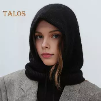 Зимняя шапка вязаная регулируемая завязка на шею и уши защита однотонная теплая унисекс осень зима активный отдых повседневная одежда головной убор белый