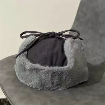 Зимняя шапка женская флисовая шапка-ушанка модная плюшевая уличная ветрозащитная теплая утолщенная шапка мужская M56-58cm хаки