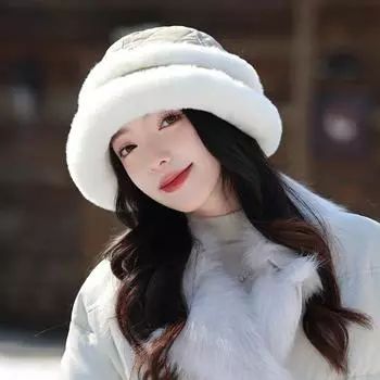Зимняя шапка женская холодная теплая меховая универсальная шляпа-ведро маленькая повседневная хлопковая шляпа большая окружность головы шапка-ушанка average size