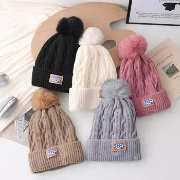 Зимняя шапка женская новая бархатная утолщенная защитная шапка-ушанка универсальная теплая и морозостойкая шапка с рукавом вязаная шапка прилив One Size [Suitable for 56-59cm head circumference]