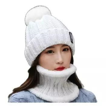 Зимняя шапка женская шапка бини толстая теплая зимняя женская вязаная шапка с буквой B капот шапка шапка велосипедная шапка шарф комплект из 2 шт hat and scarf set