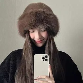 Зимняя шапка, женская шапка с лисой, теплая и утепленная в западном стиле, модный берет, защита ушей, холодная шапка