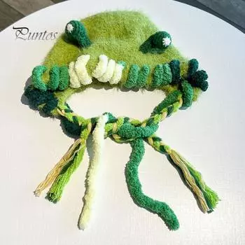 Зимняя шапка-зверь для косплея, вязаная крючком, толстая, сохраняющая тепло, пушистая, с декором для ушей, плюшевая, для вечеринок, для фотосъемки, кепка Lei Feng кофейный