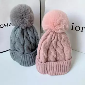 Зимняя шерстяная шапка, детская плюшевая утолщенная шерстяная шапка с жареным тестом, защитная шапка для ушей, модная теплая шапка, универсальная вязаная шапка