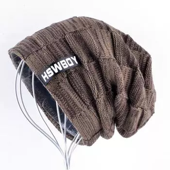 Зимняя шерстяная шапка для мужчин и женщин, модная вязаная шерстяная шапка в клетку 57-59cm