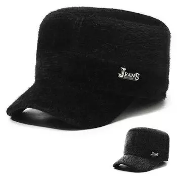 Зимняя шерстяная шапка для старика, средняя плоская, для папы, спортивная, толстая флисовая, теплая, для ушей, базовая линия серый