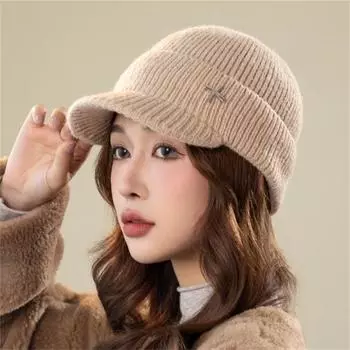 Зимняя шерстяная шапка, модная, универсальная, с бархатной вязкой, бейсбольная кепка, теплая, с маленьким лицом, для женщин one size тёмно-синий