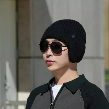 Зимняя шерстяная шапка мужская защитная шапка из флиса утепленная теплая ветрозащитная зимняя вязаная шапка One Size красный