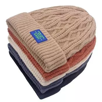 Зимняя шерстяная шапка, женская бархатная толстая теплая вязаная шапка, защитная шапка для ушей для мужчин, шапочки с черепами, шапка с рукавами чёрный